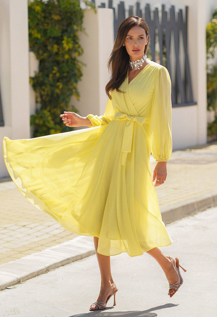 Sukienka z żółtego szyfonu Olympia