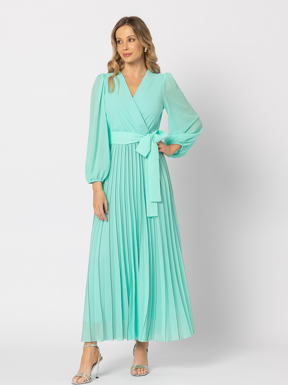 Miętowa sukienka z plisowanym dołem Grace