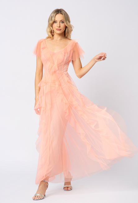 Sukienka z morelowej siatki Malou