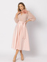 Sukienka z tafty z wiązaniem pudrowy róż