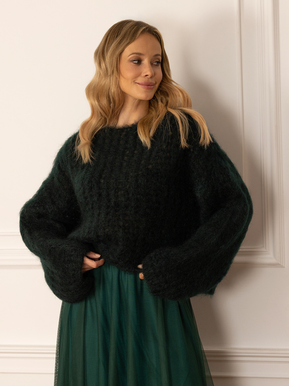 Zielony mohairowy sweter