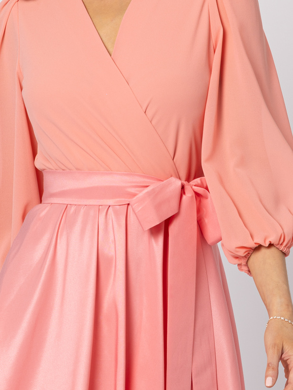 Morelowa sukienka z tafty z wiązaniem