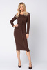 Czekoladowa sukienka z wiskozy z drapowaniem Cécile