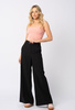 Czarne wiskozowe spodnie z szeroką nogawką Jane