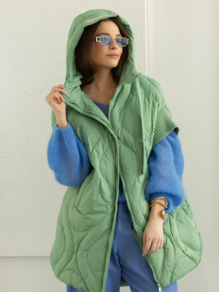 Zielona kamizelka puchowa z kapturem