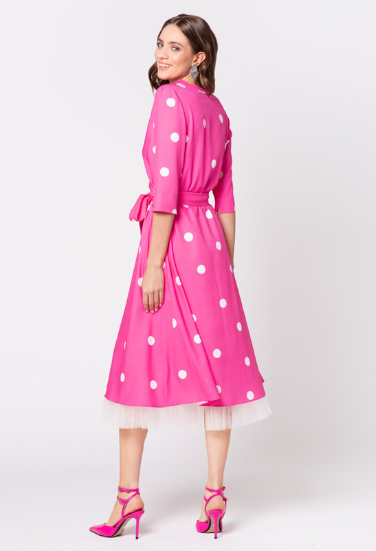 SAMPLE SALE Różowa sukienka w grochy Margot