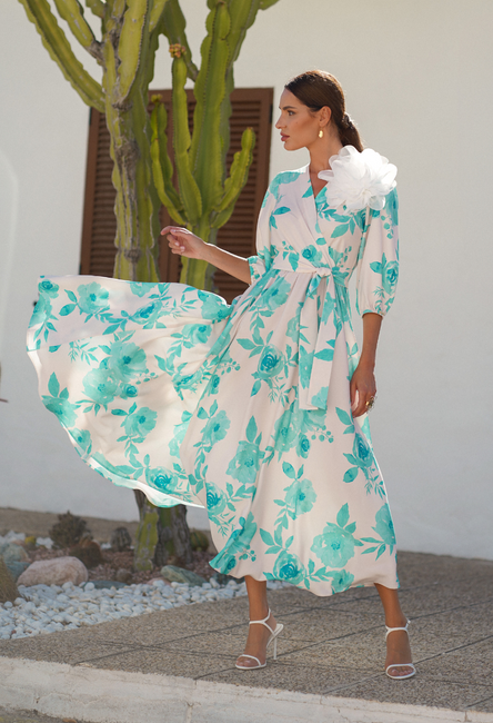 Sukienka w turkusowe kwiaty Denise