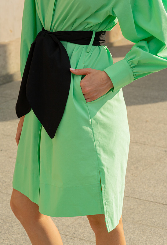 Zielona długa koszula z czarnym pasem Oeste