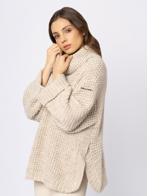 Beżowy sweter z golfem Ville