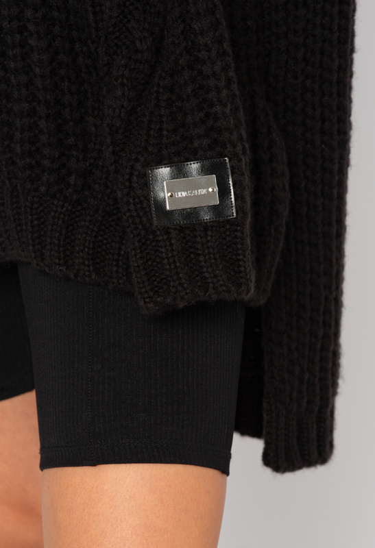 Oversizowy czarny sweter z golfem Élysée