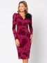 Bordowa sukienka z kwiatowym flockiem Tosca