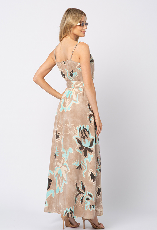 Beżowa sukienka na ramiączka z tencelu Tally