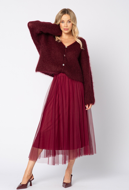 Tiulowa bordowa spódnica