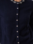 Granatowy kardigan damski z ozdobnym dekoltem