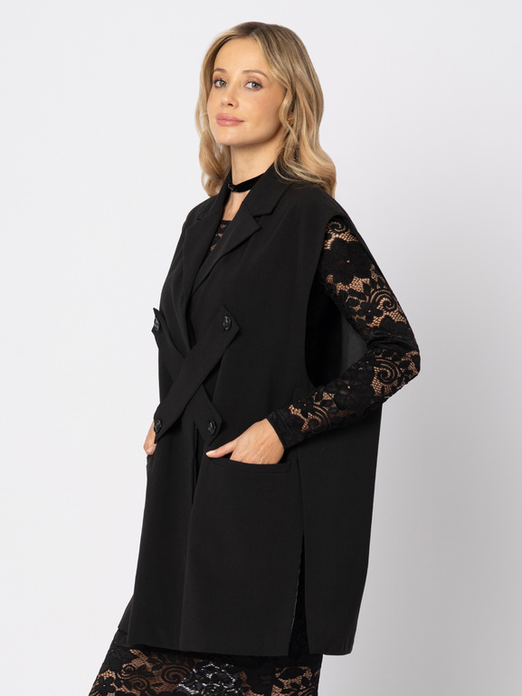 Czarna kamizelka z zapięciem w X