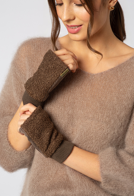 Brązowe rękawiczki mitenki