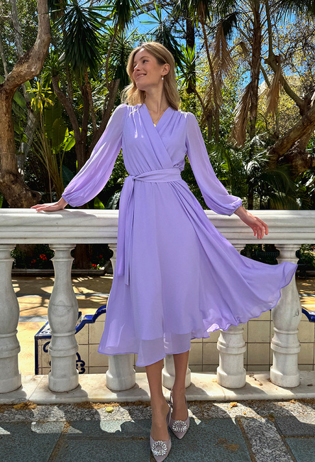 Sukienka z lawendowego szyfonu Olympia