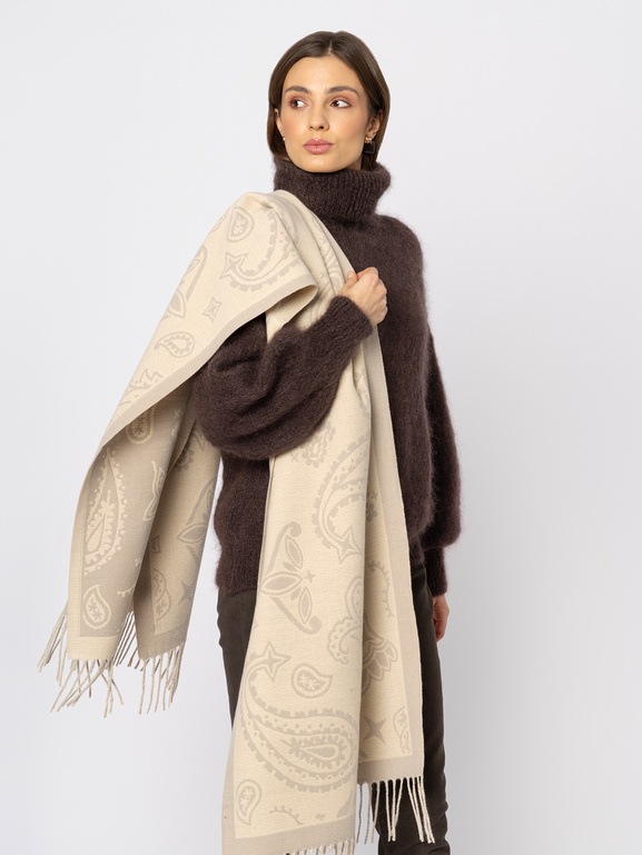 Beżowy szal w jasno beżowy wzór