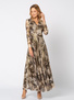 Beżowo złota sukienka z wiązaniem w talii Alice