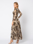 Beżowo złota sukienka z wiązaniem w talii Alice