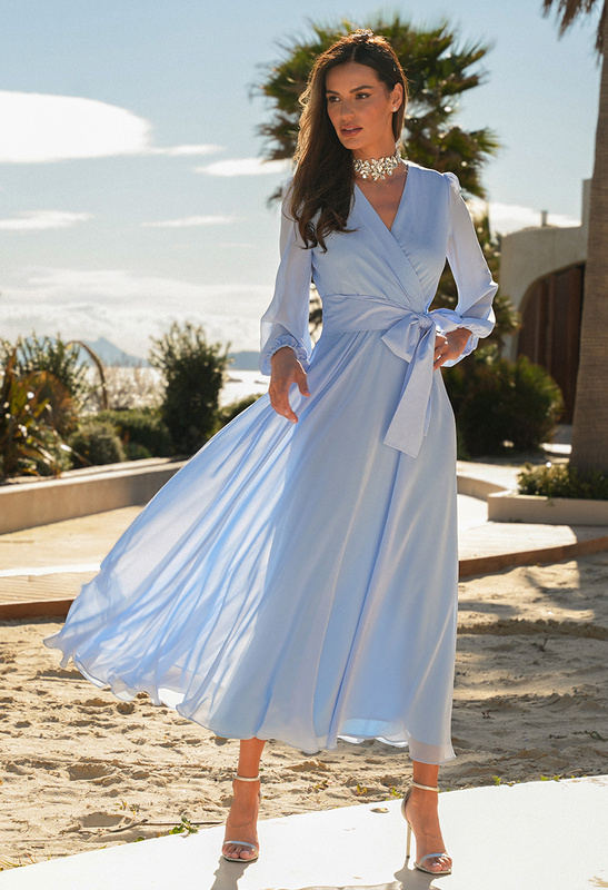 Błękitna sukienka z szyfonu Sydney