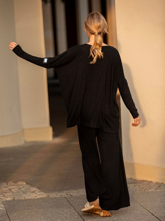 Czarny dzianinowy sweter warkocz Anne