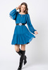 Sukienka z szyfonu w morskim kolorze z falbanami na rękawach Noëlle