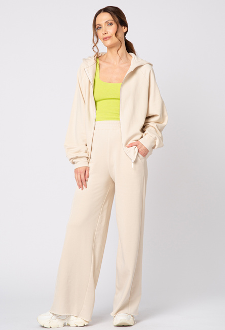 Beżowe szerokie spodnie bawełniane Jane