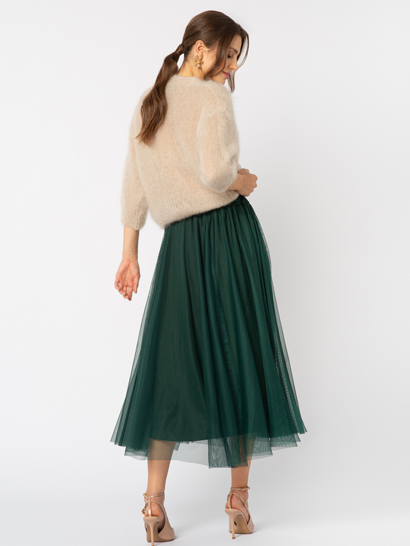 Tiulowa zielona spódnica