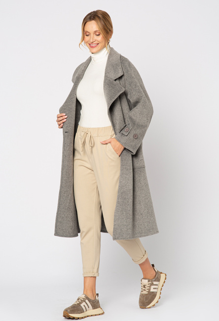 Ecru spodnie z troczkiem