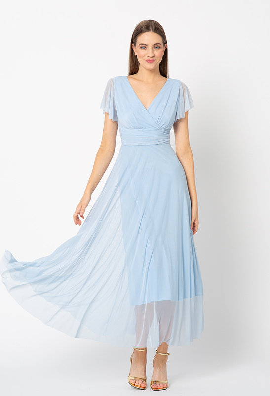 Błękitna sukienka z siatki Risa