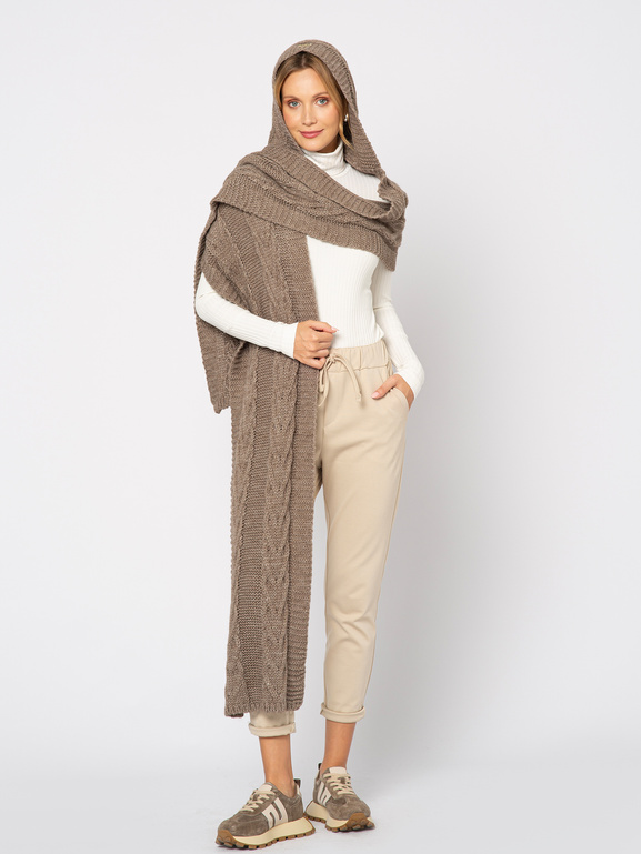 Szal z kapturem w kolorze fango