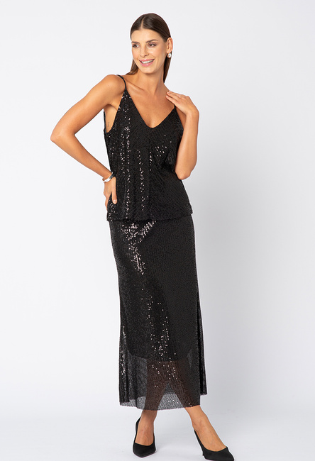 Czarna cekinowa spódnica