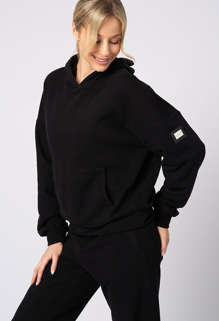Czarna bluza z kapturem i kieszenią Ellie