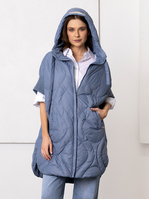 Niebieska kamizelka puchowa z kapturem