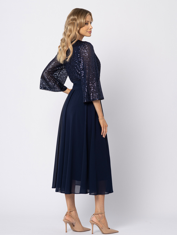 Granatowa sukienka z cekinową górą Lille