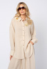 Beżowa koszula wiskoza z lnem z ozdobnymi broszkami z rafii Mona