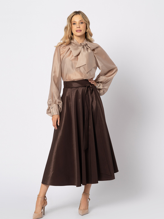 Brązowa spódnica z tafty Noisette