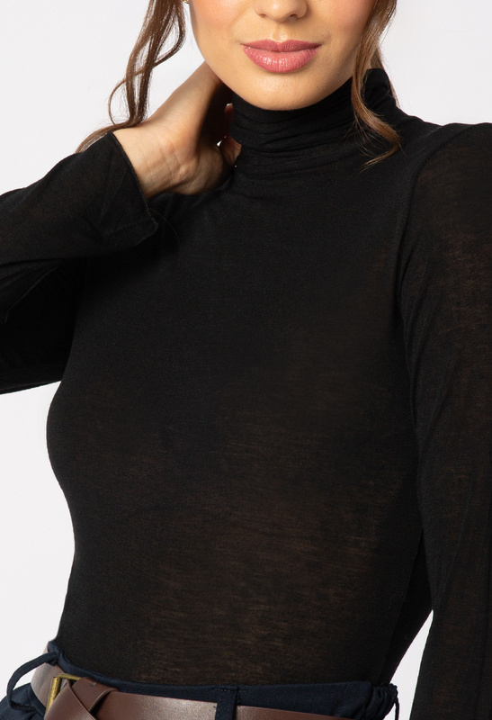 Czarny wiskozowy golf z kaszmirem