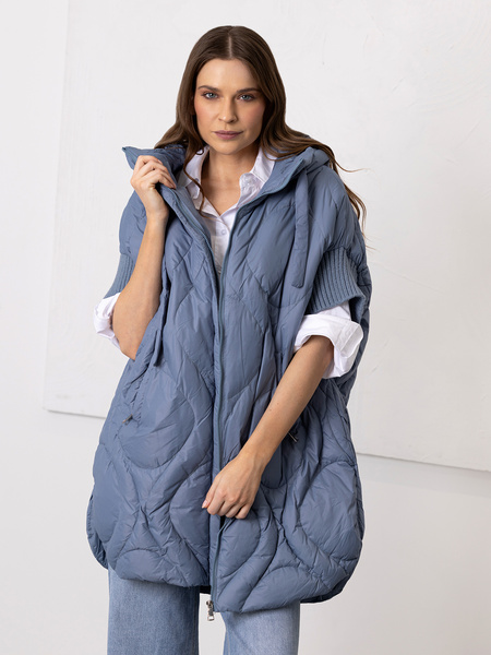 Niebieska kamizelka puchowa z kapturem