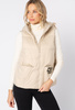 Puchowa beżowa kamizelka z kapturem