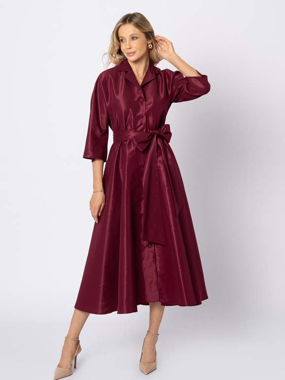 Burgundowa sukienka z tafty Charlotte
