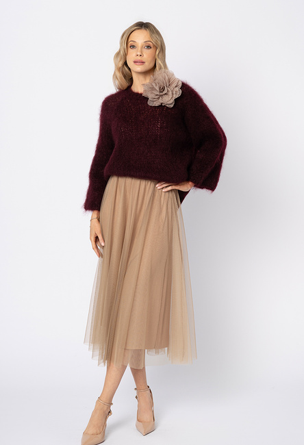 Tiulowa beżowa spódnica