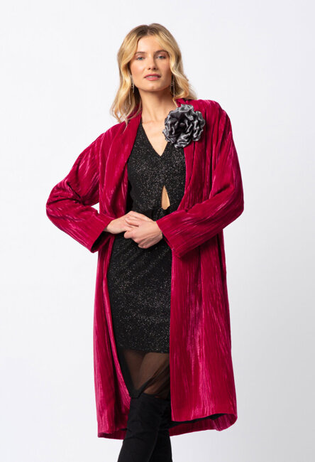 Płaszcz z weluru w kolorze malinowym Tereré