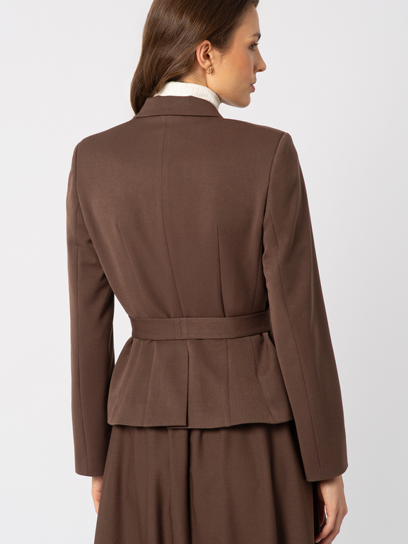 Brązowa marynarka z paskiem Justine