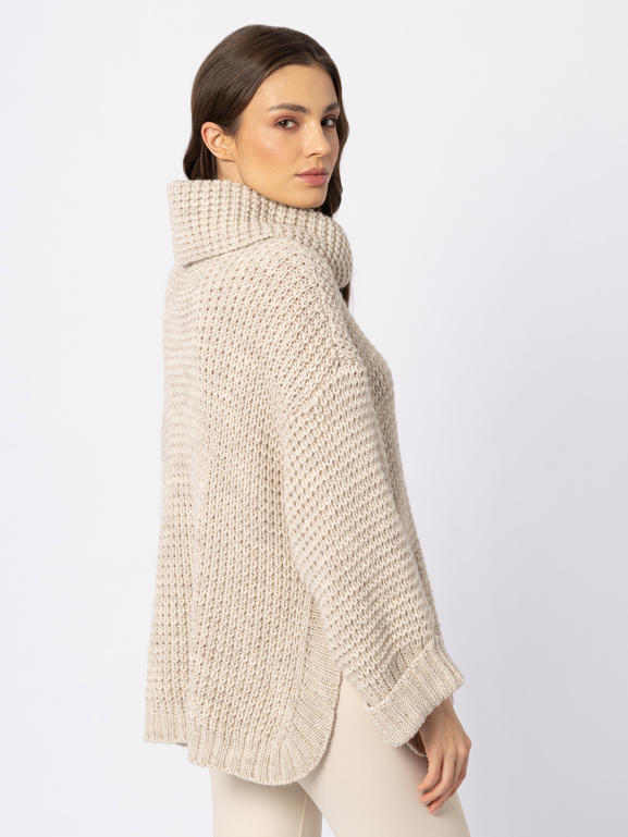 Beżowy sweter z golfem Ville