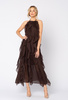 Długa czekoladowa sukienka z tencelu 