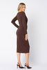Czekoladowa sukienka z wiskozy z drapowaniem Cécile