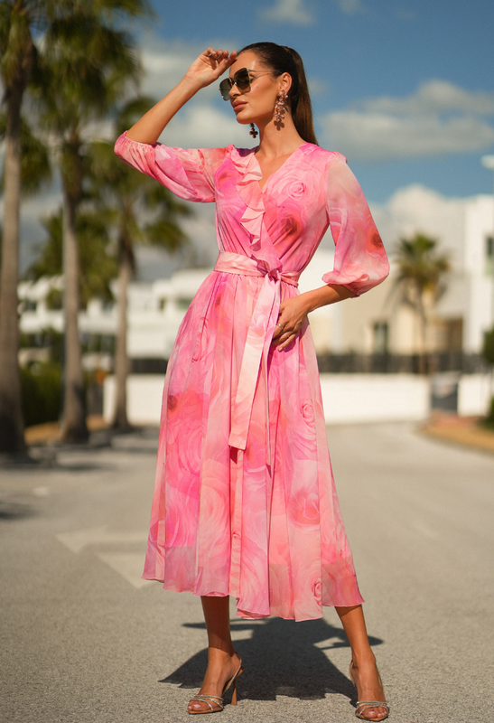 Sukienka różowe kwiaty Fleur