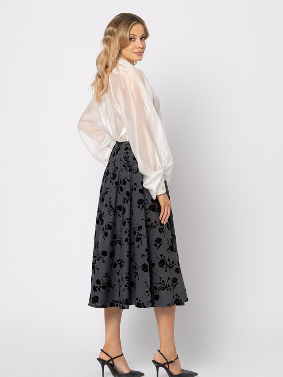 Szara spódnica we flokowany wzór